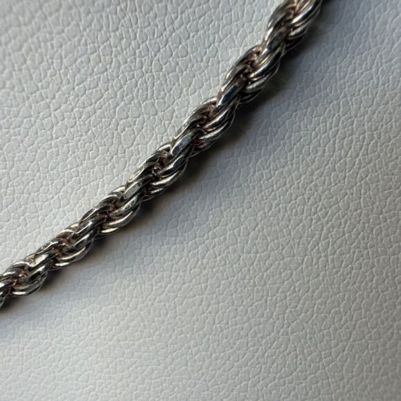 Vintage 925 Sterling Silver Rope Necklace 30" 2.5mm 21g Lobster Closure Italy - Picture 3 of 10